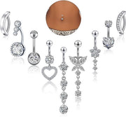 Set di piercing per navela 9 pezzi - Acciaio inossidabile - Anelli per navela corti/lunghe - Disegni heart/vlinder/bloem - Facile da inserire/estirpare - Ottimo comfort di portata - Piercing per navela