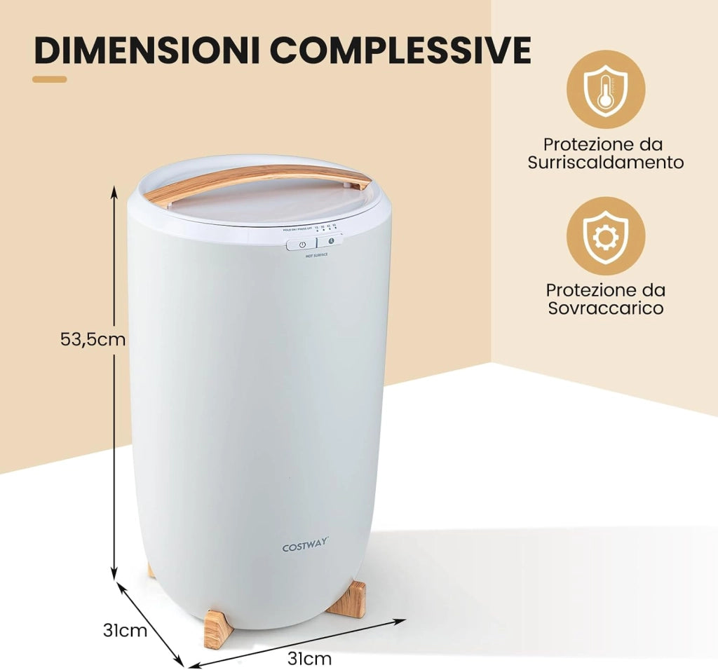 COSTWAY Scaldasalviette Bagno, Scaldabiancheria Grande 20 L con Timer, Spegnimento Automatico, Impostazioni 15/30/45/60 Minuti, Secchio Portatile per Scaldare 2 Asciugamani Oversize, Accappatoi