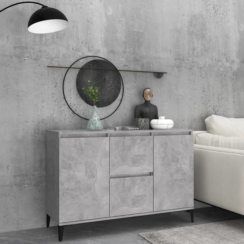 Credenza-Buffet-Armadio da cucina Grigio Cemento 102x35x70 cm in Legno Multistrato