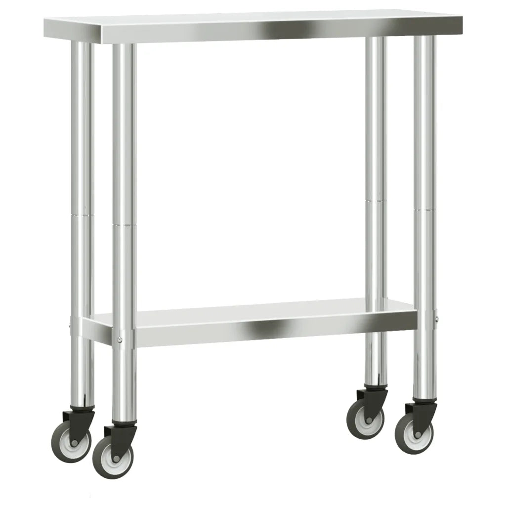 Tavolo da Lavoro Cucina con Ruote 82,5x30x85 cm in Acciaio Inox CFW9073894
