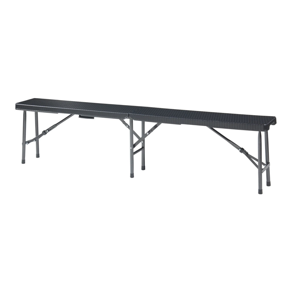 Set di 2 panche da campeggio pieghevoli 180 x 25 x 43 cm effetto rattan nero 03_0009600