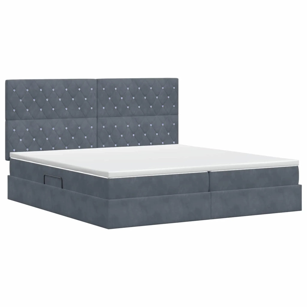 Letto con contenitore e materasso Grigio Scuro 200 x 200 cm 3459652
