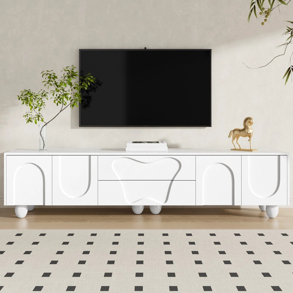 Mobile TV con Gambe in Legno ¨C Xylo ¨C Bianco, 180 cm