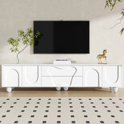 Mobile TV con Gambe in Legno ¨C Xylo ¨C Bianco, 180 cm