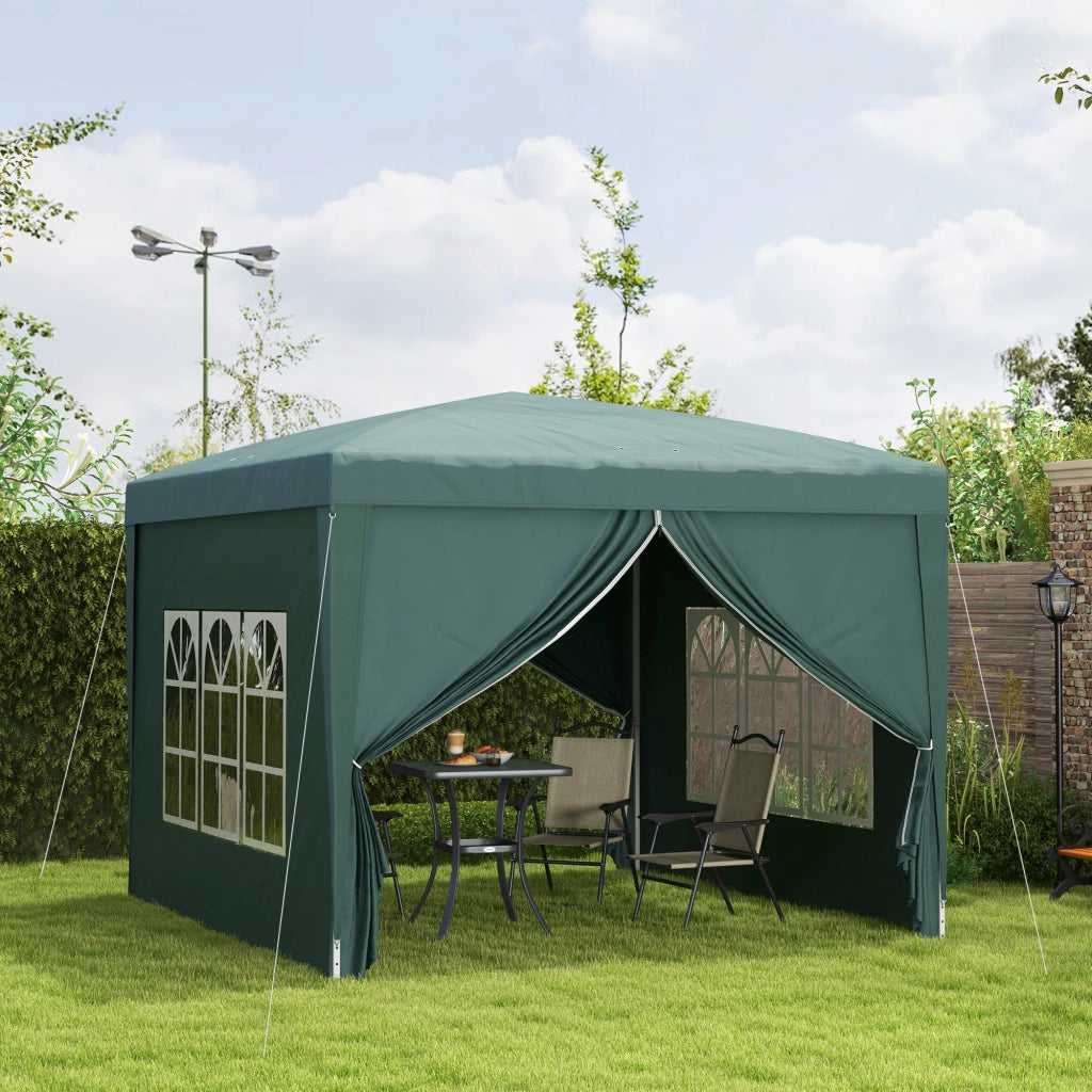 Gazebo Giardino Pieghevole 3x3 m Verde con 4 Pareti ¨C zephmum ¨C Polipropilene Impermeabile Anti-UV