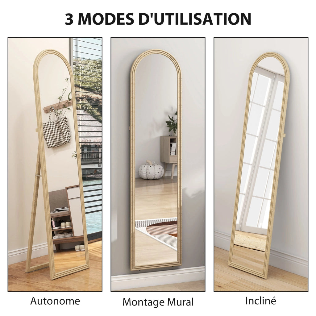 Specchio a Pieno Corpo con Cornice Effetto Pietra ¨C zephmum ¨C Beige 40x160 cm