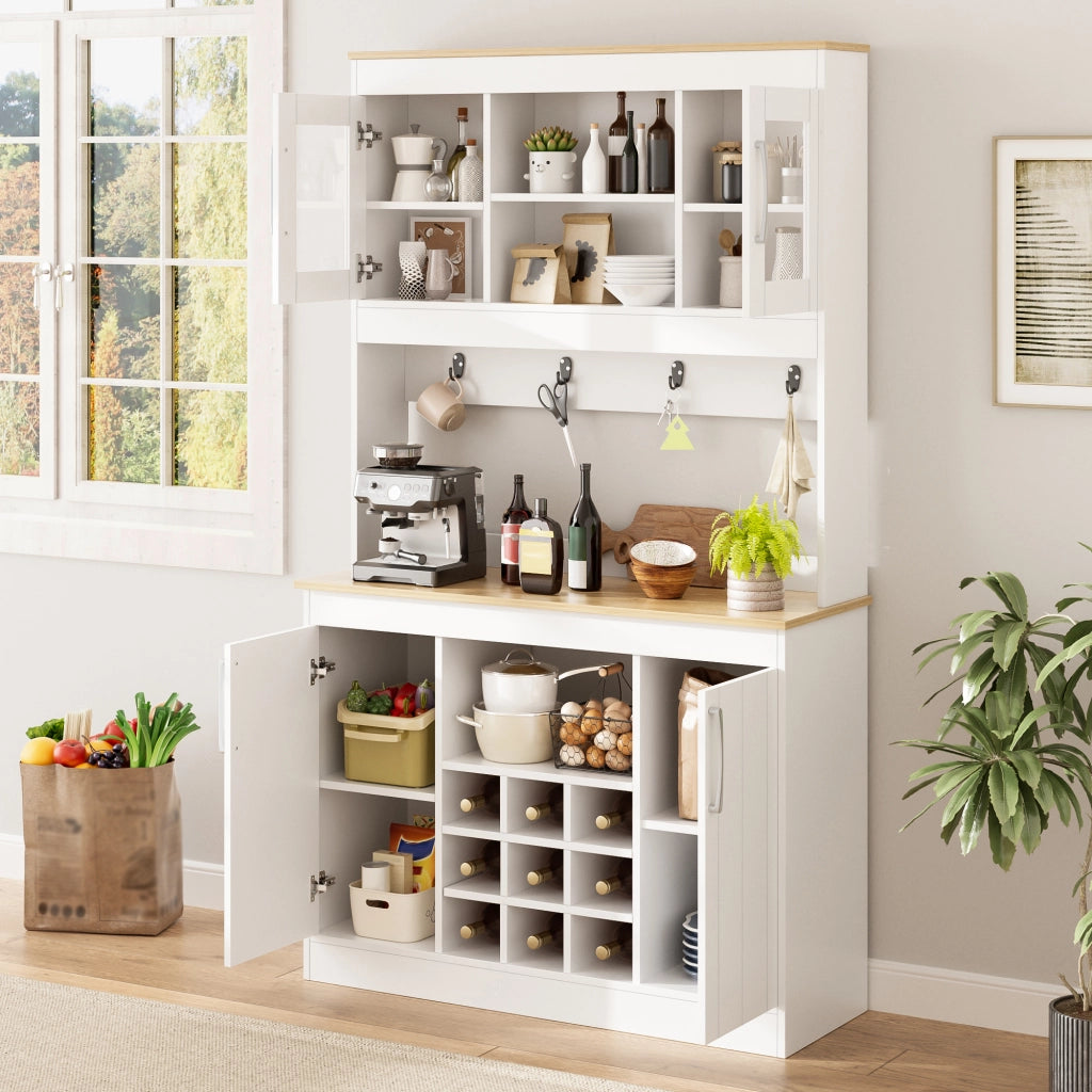 Buffet da Cucina con Vetrina e Cantinetta ¨C Xylo ¨C Bianco, 175 cm
