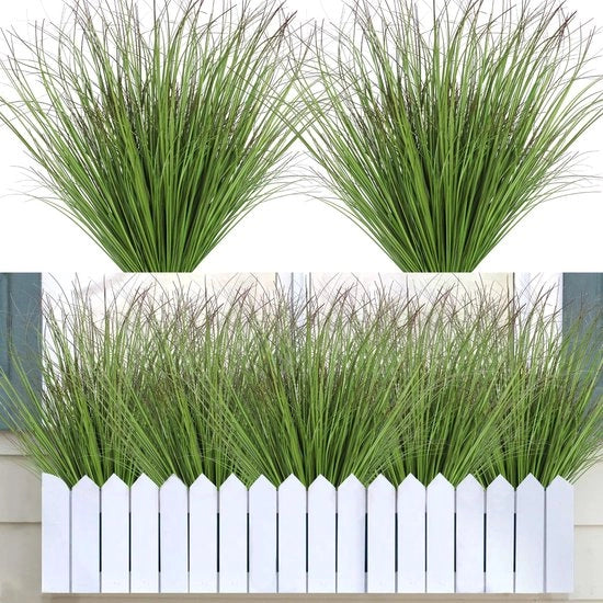 16 raccolte di piante artificiali come vere piante artificiali per esterno erba sintetica erba decorativa piante verdi pannocchie erba UV-resistente piante per balcone esterno casa balcone giardino (verde scuro)