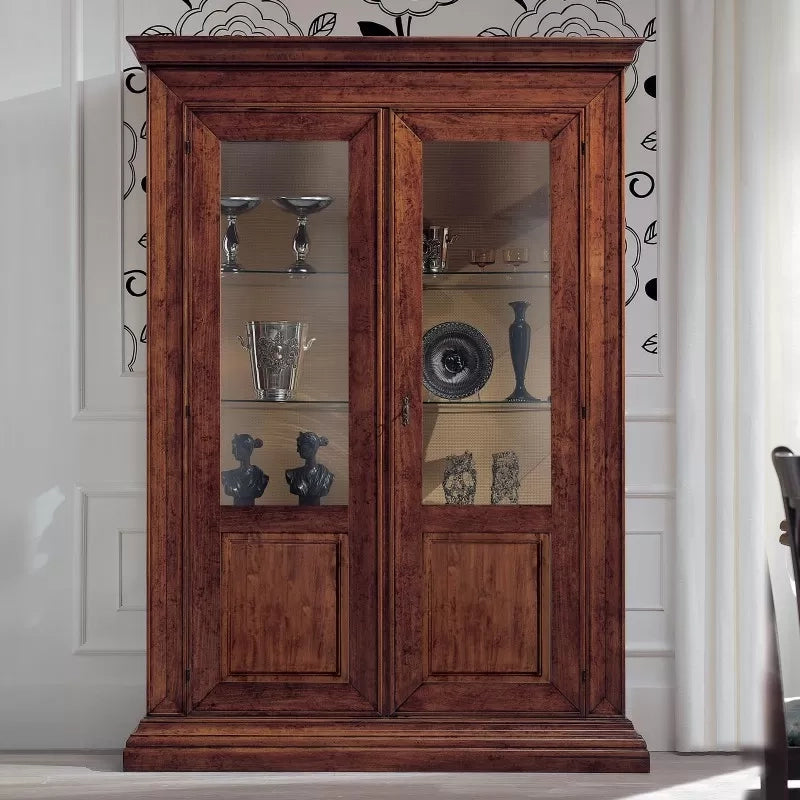 Vetrina classica 2 porte legno noce bassano 154x50x214 - Mobili 2G