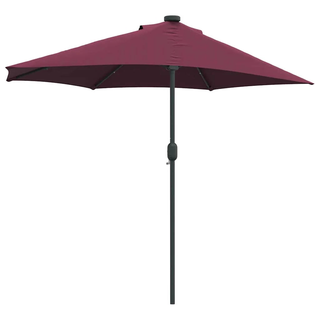 Moderno ombrellone da giardino pieghevole con illuminazione a LED 294 x 150 x 223 cm poliestere bordeaux 02_0058662