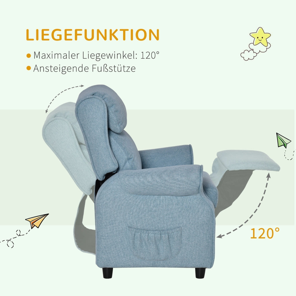 Divano per bambini con schienale regolabile e braccioli ¨C zephmum ¨C Blu