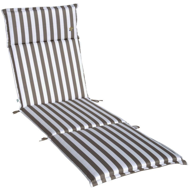 Cuscino da esterno per lettino prendisole, 196x58 cm con volant - Cuscino Da Esterno Per Lettino Prendisole, 196x58 Cm Con Volant Righe&righe (righe Bianche/verdi) Colore: Bianco / Sabbia