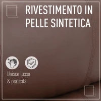 Poltrona Relax Manuale con Schienale Reclinabile 145° e Poggiapiedi in Pelle PU Marrone, 76x91x106cm