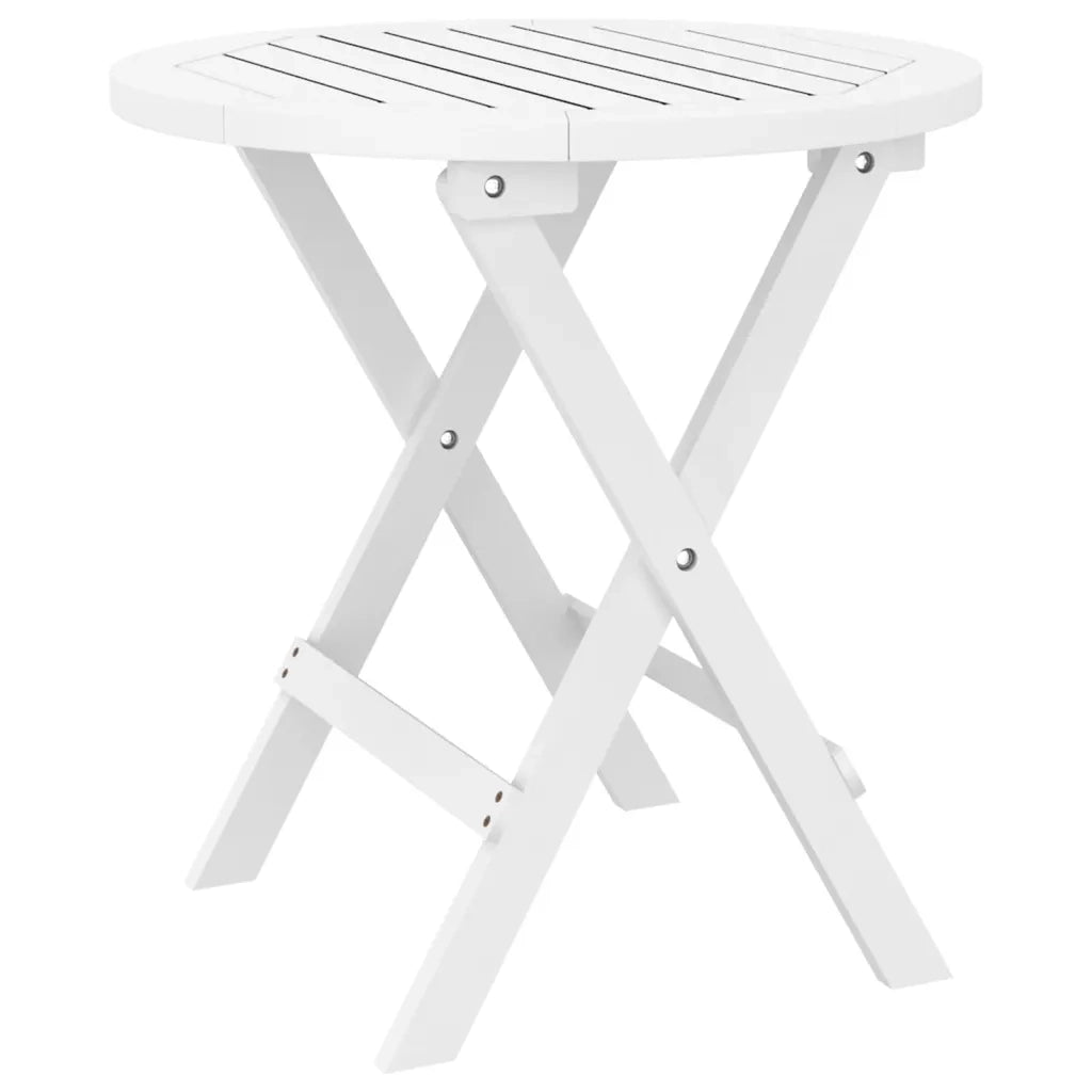 Tavolo da Giardino Pieghevole Bianco Ø 46 cm Massello di Acacia 312117