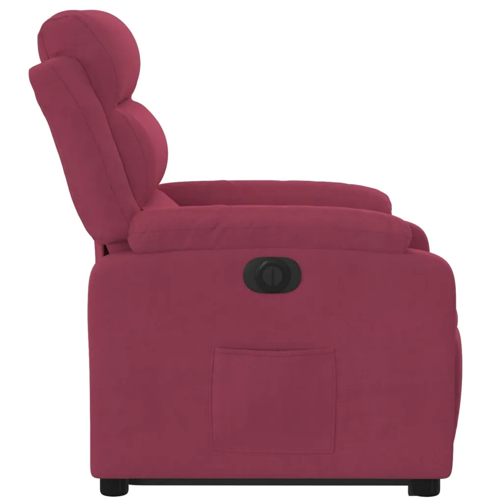 Poltrona Alzapersona Reclinabile Elettrica Rosso Vino Velluto 3205119