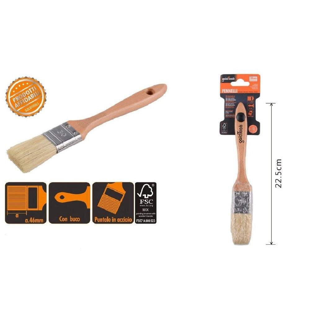 Trade Shop - Pennello Piatto 22.5cm Con Manico Legno Setole Morbide Per Pittura Vernice 90203 -