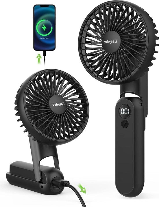 Ventilatore portatile mini-ventilatore 5 velocità 18 ore display digitale ventilatore USB batteria piccola ricaricabile ventilatore pieghevole per viaggi ufficio casa esterno
