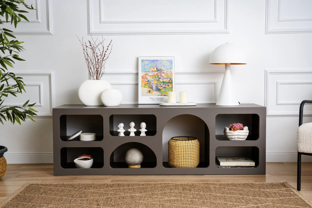 Credenza in legno "Ferlis" - 160 x 40 x 51 cm - Grigio antracite