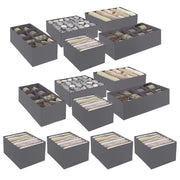 IDMarket - Lote de 14 cajas organizadoras de tocador gris antracita