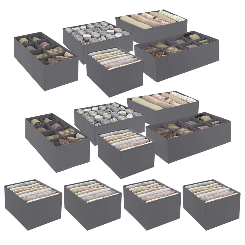 IDMarket - Lote de 14 cajas organizadoras de tocador gris antracita