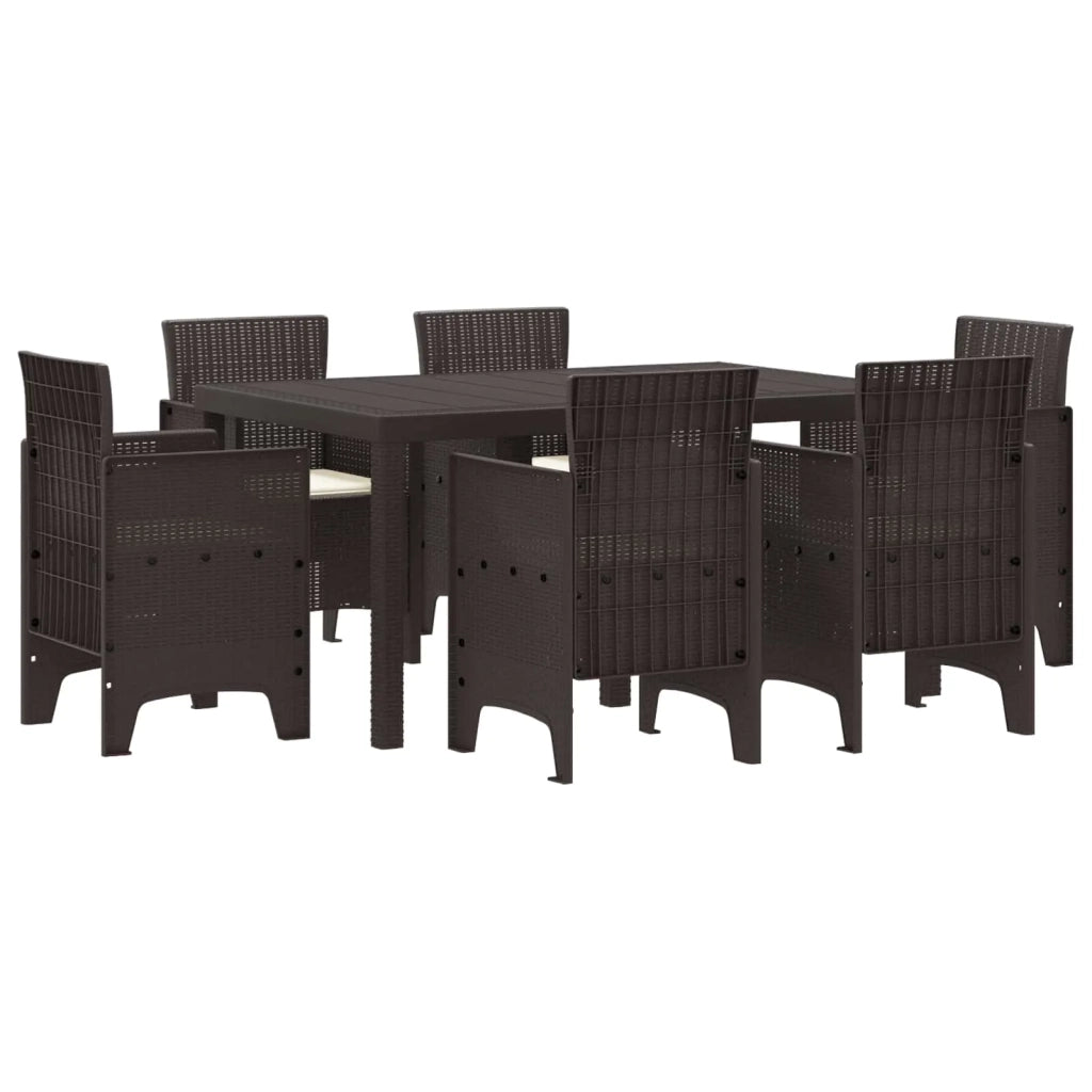 Set da Pranzo per Giardino 7 pcs Marrone Rattan Polt 3378561