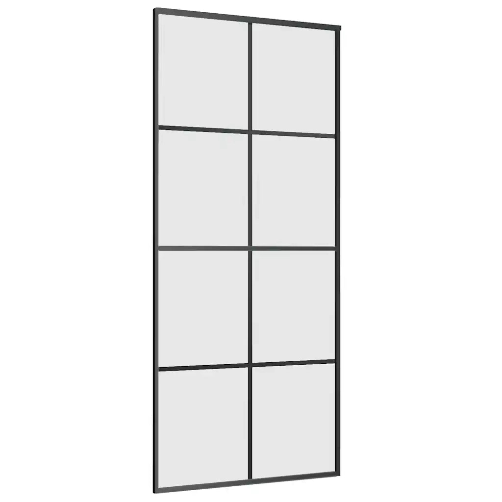 Porta Scorrevole con Ferramenta Nera 90x205 cm in Vetro ESG 3375805