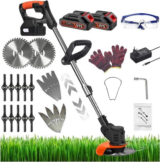 Trimmer 3 in 1 a batteria 21 V - senza fili - 2 batterie 2 Ah al litio - 4 lame - luce per prato, giardino e terreno agricolo Trimmer a batteria