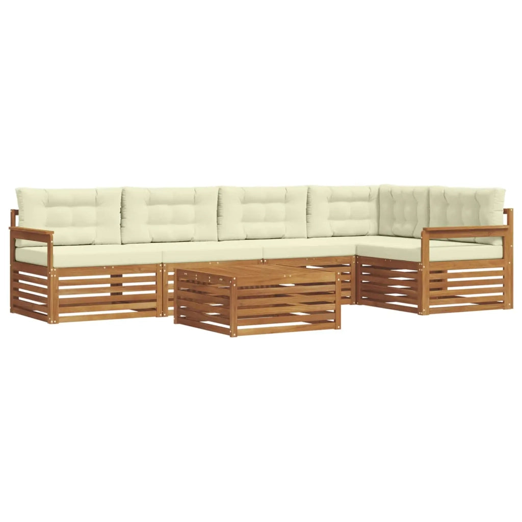 Set di divani da esterno con cuscino 6 pcs Naturale e Crema