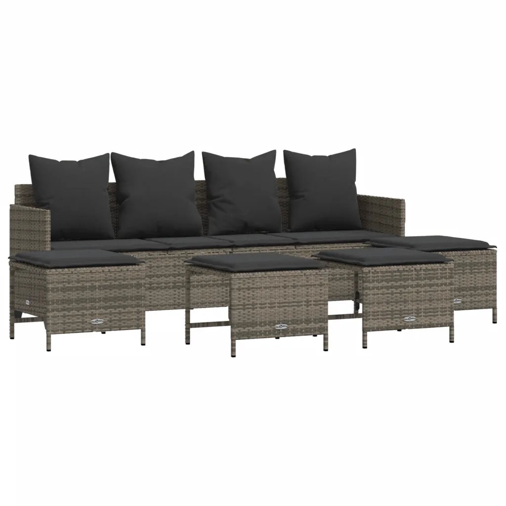 Set Divano da Giardino 5 pz con Cuscini Grigio in Polyrattan 3261559