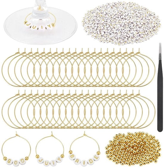 Accessori per vetro 100 pezzi - Anelli in rame - Diamanti in vetro 1300 pezzi - Diamanti in oro 200 pezzi - Pinza - Progetto personalizzato - Accessori per vetro personalizzati