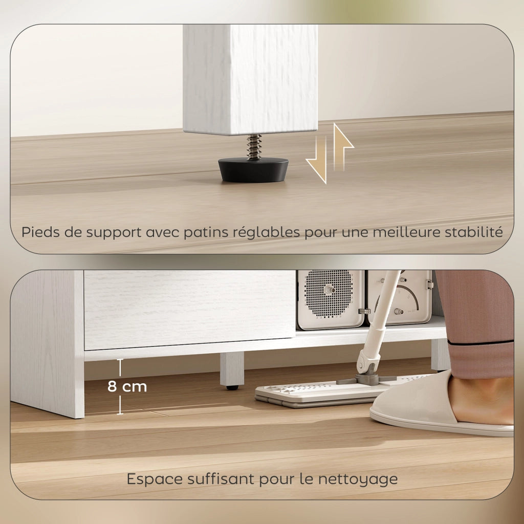 Mobile TV per televisori fino a 55 pollici ¨C Minimal ¨C 2 ante, ripiano regolabile, bianco, 110x35x45cm