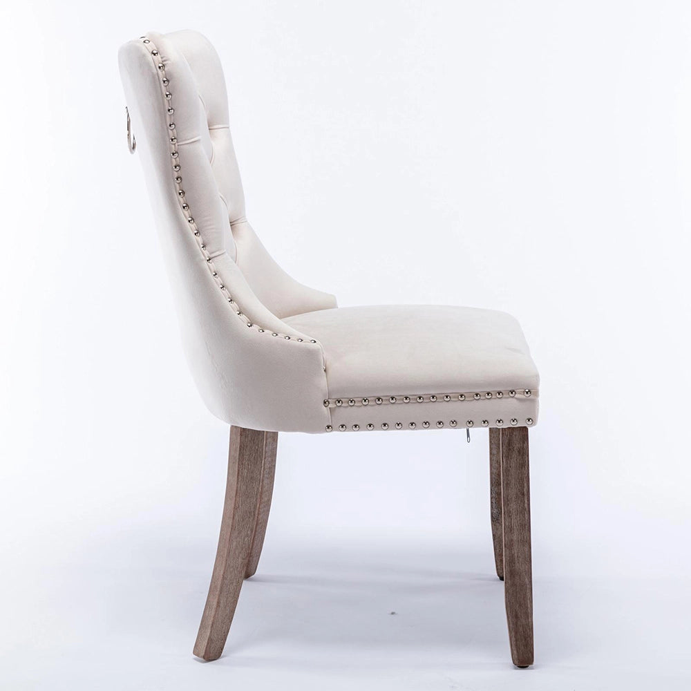 Set 2 sedie Nikki - Xylo - velluto beige gambe legno capitonné