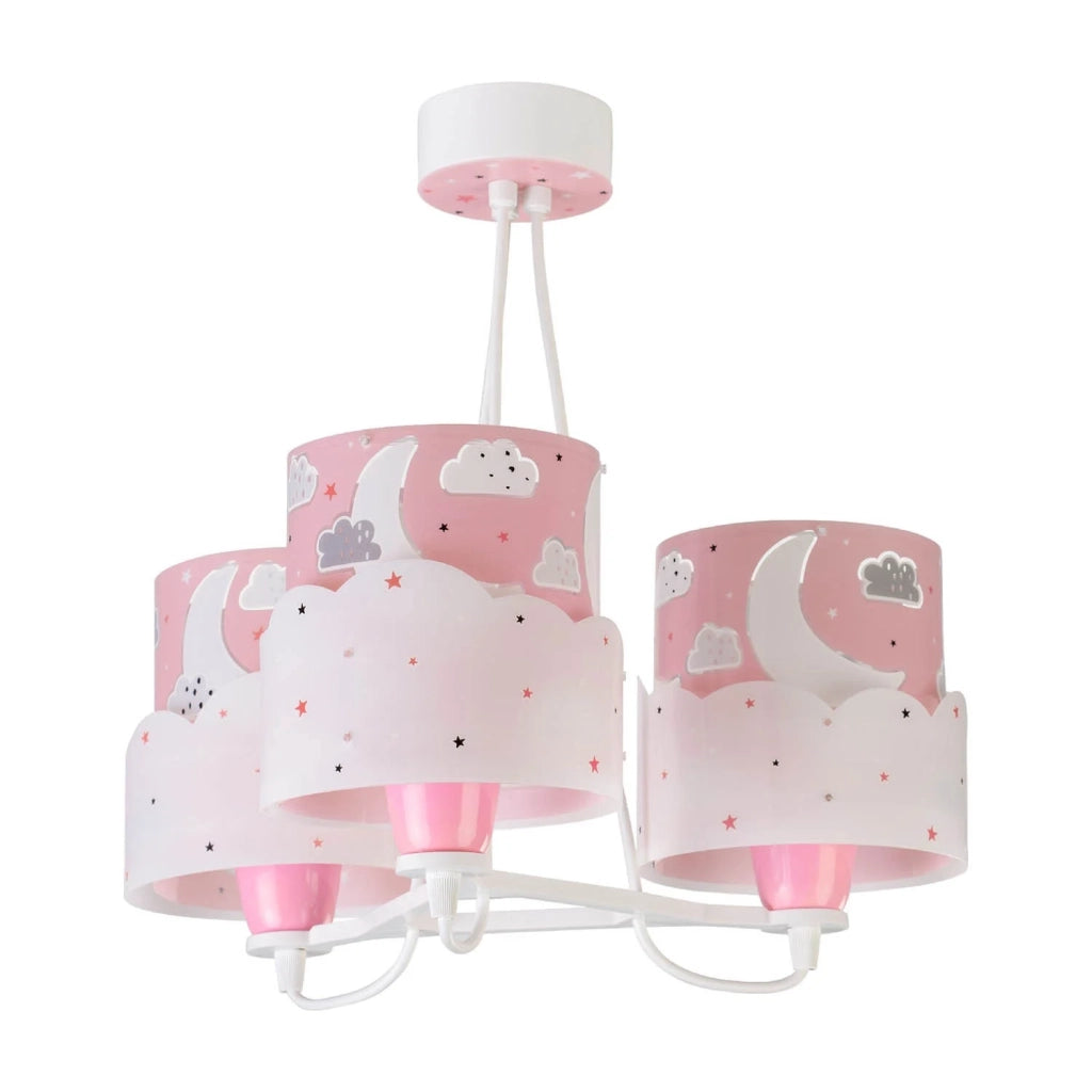 LÚZETE - LÁMPARA INFANTIL 3 LUCES NEW MOON E27 ROSA