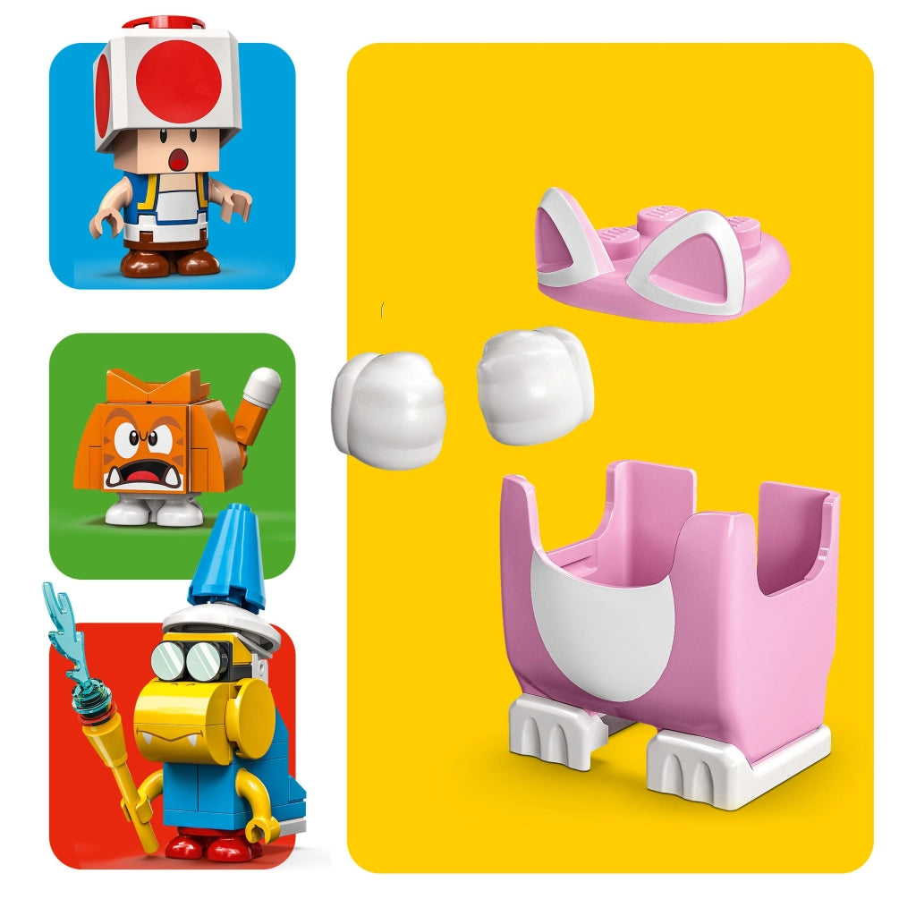 LEGO 71407 Super Mario La Torre di Ghiaccio e il Costume del Gatto Pesca, Set di Espansione, Minifigure di Rospo, Castel