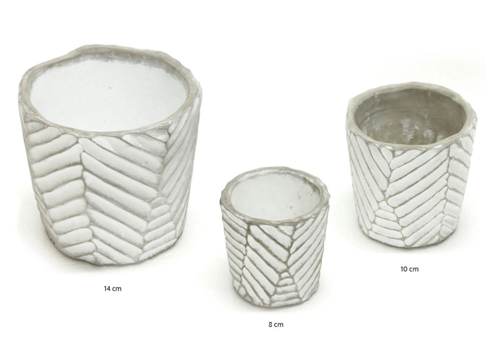 Set 3 Vaso Decorativo Moderno Per Fiori In Cemento Design Modello Leaf
