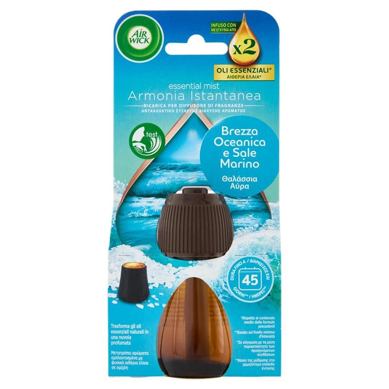 AIR WICK DIFFUSORE DI FRAGRANZA CON OLI ESSENZIALI BREZZA OCEANICA E SALE MARINO RICARICA 20 ML
