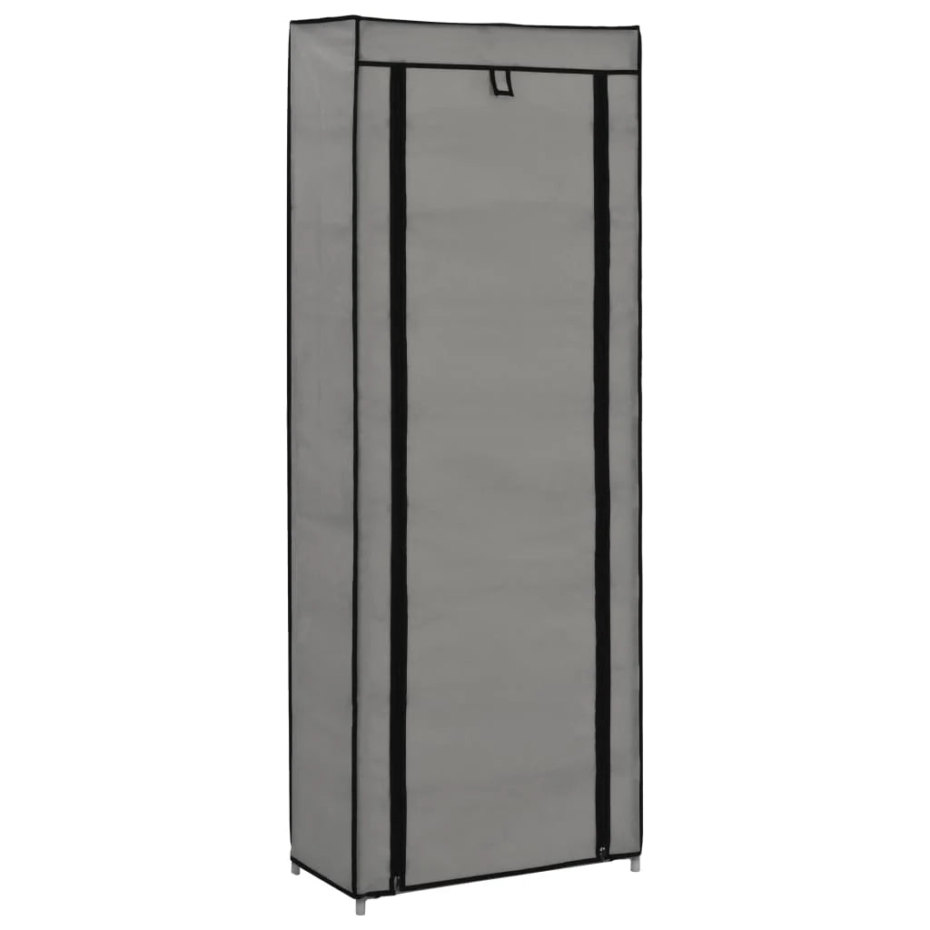 Scarpiera mobile contenitore per scarpe mobile ingresso/corridoio/soggiorno con coperchio 57 x 29 x 162 cm tessuto grigio 02_0021410