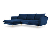 Cosmopolitan Design - Divano angolare sinistro "Vienna" 5 posti in velluto blu reale 