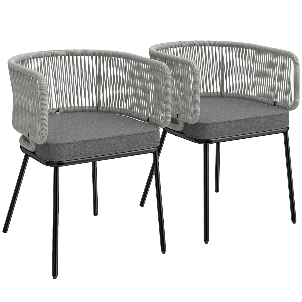 Poltrona da Giardino in Polyrattan con Cuscini ¨C Zephmum ¨C 46x58x72 cm Grigio Chiaro