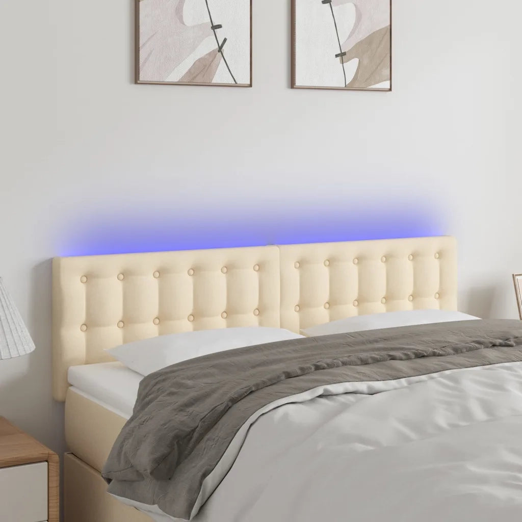 Testiera | Testata a LED Crema 144x5x78/88 cm in Tessuto