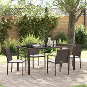Set da Pranzo da Giardino a 5 Pezzi con Cuscini in Rattan Sintetico Marrone