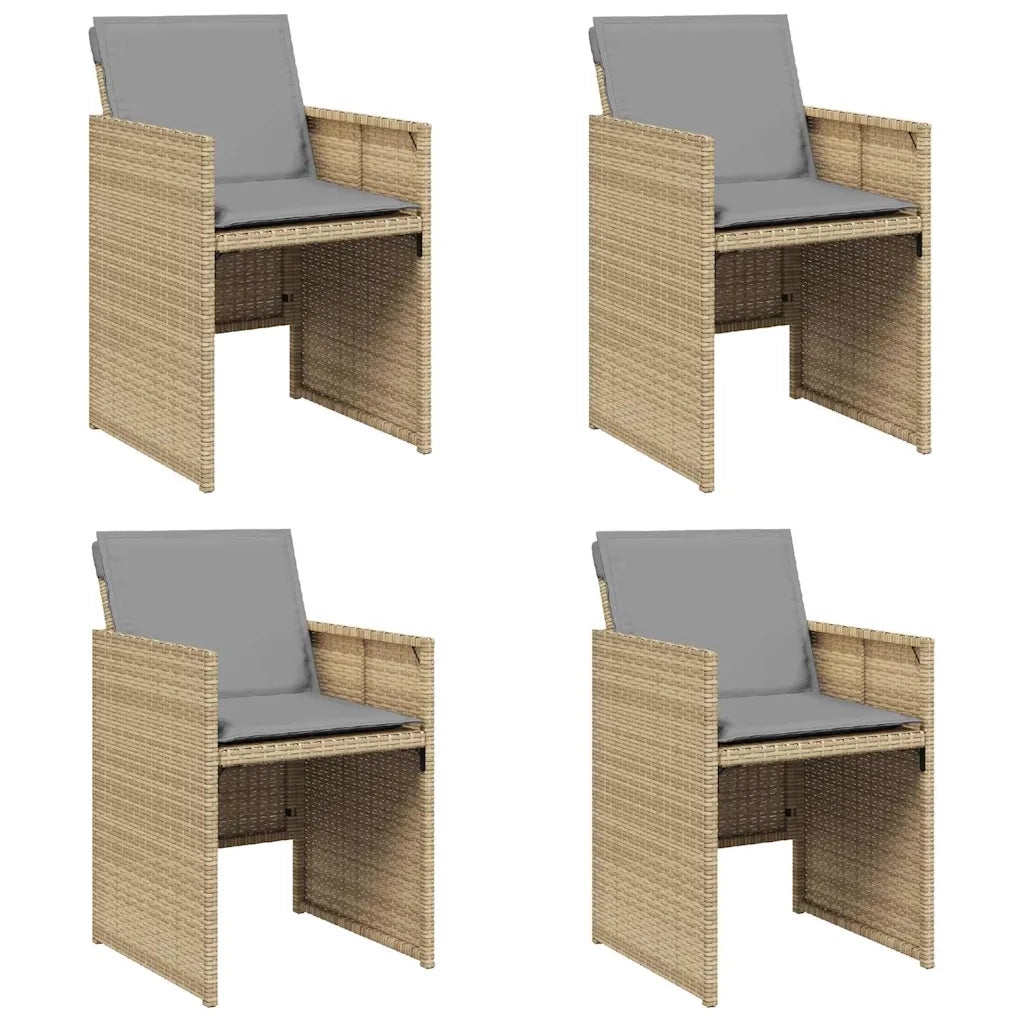 Sedie da Giardino con Cuscini 4 pz Beige Misto in Polyrattan 364938