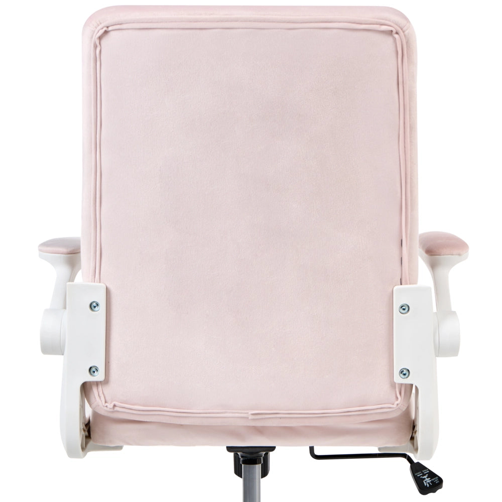 Sedia da ufficio in velluto rosa pastello schienale reclinabile braccioli e altezza regolabili girevole per l'ufficio a casa