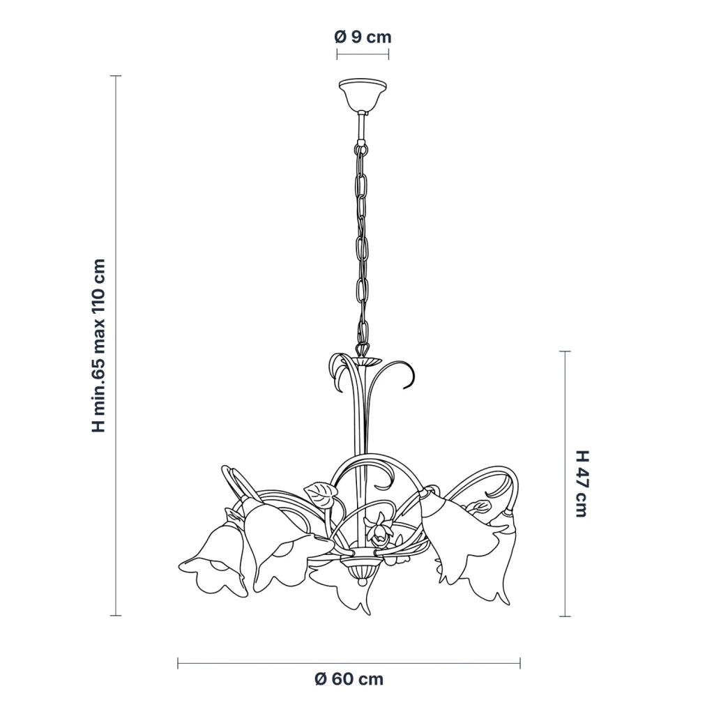 Lampadario Arte Povera Cestino 5 Luci Avorio e Bianco LuceArt Classic