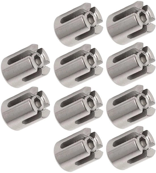 Caviatori in acciaio inossidabile a croce - 10 pezzi - Corrosione resistente - Stile - Ideale per ringhiere interne ed esterne - Per cavi da 3 mm