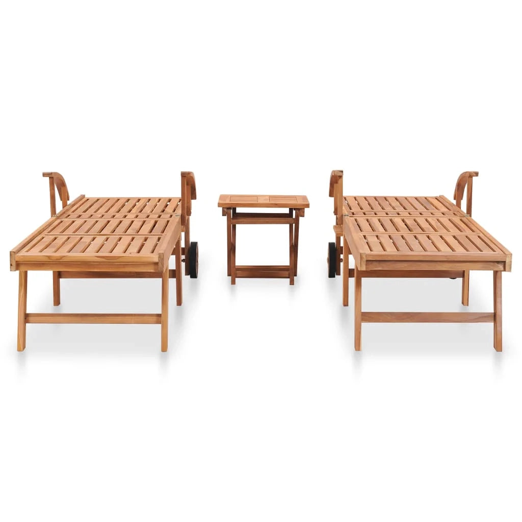 Set di 2 lettini prendisole sedie a sdraio lettini prendisole aiuole da giardino mobili da giardino con tavolo in legno massello di teak 02_0012079
