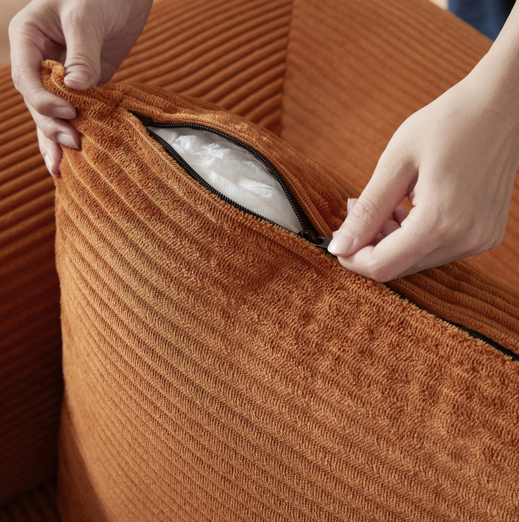 Divano letto modulare in velluto terracotta