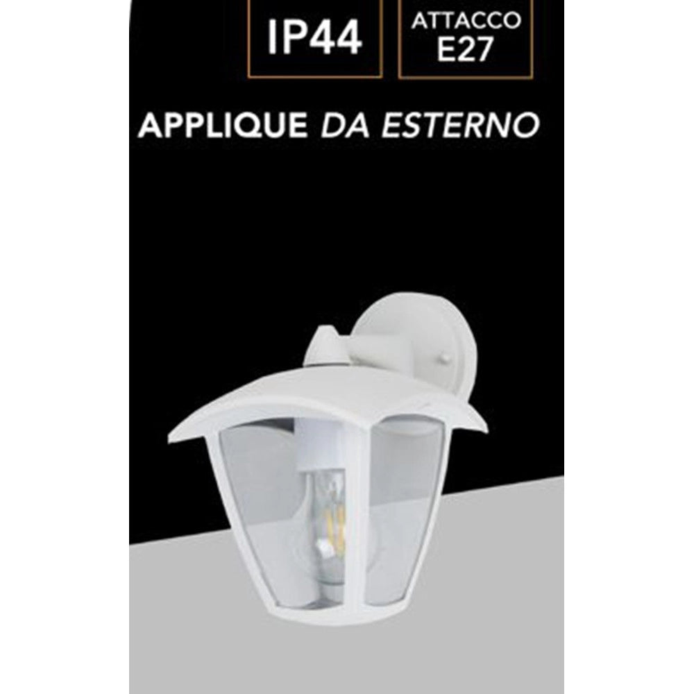 Trade Shop - Applique Lanterna Da Parete Per Giardino Facciate Lampada Da Muro E27 Ip44 819wb-b232 - Bianco