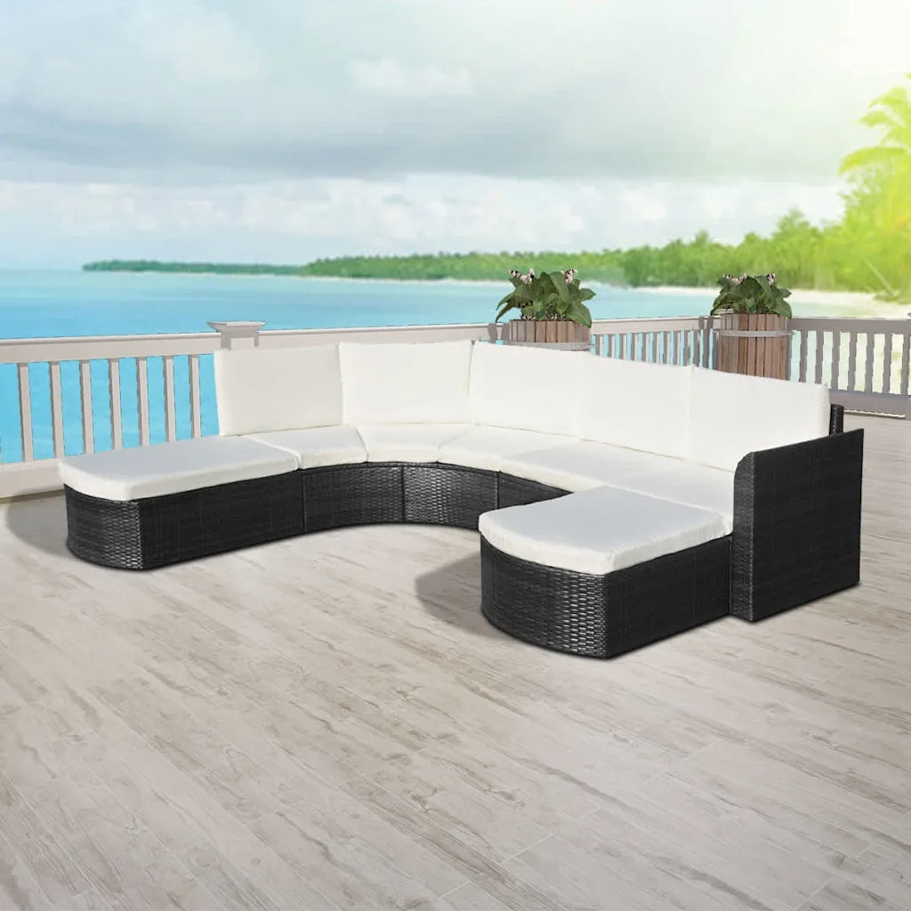 Set Divani da Giardino 4 pz con Cuscini in Polyrattan Nero 43299