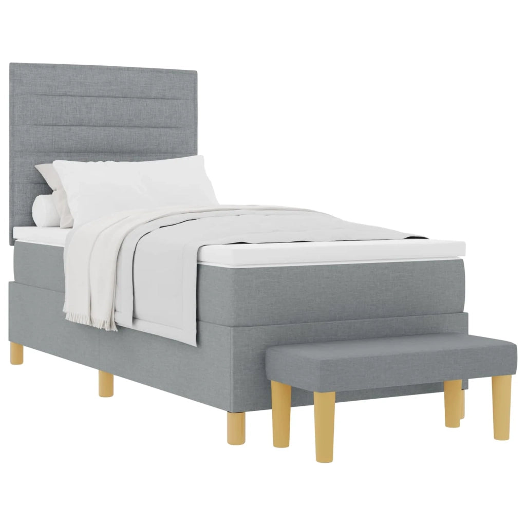 Letto a molle con materasso Grigio chiaro 100 x 200 cm Tessuto